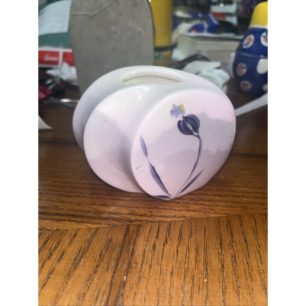 Vintage Barbara Baatz Hand Painted Flower Vase Studio Art Pottery Signed Damaged